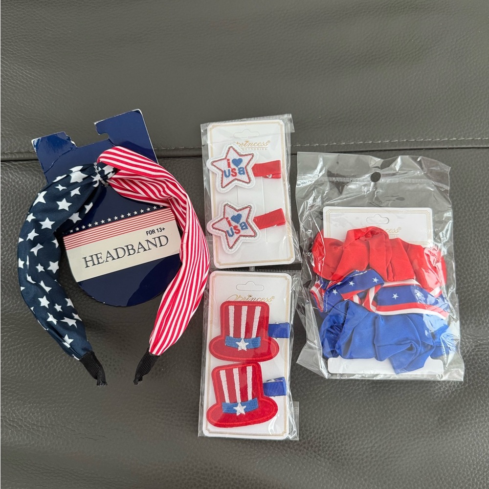 4th of July Kids Hair Accessories Set New